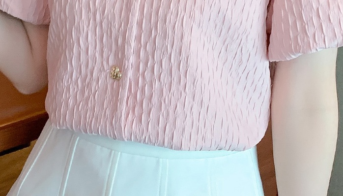 Fashion and elegant summer shirt pink square collar tops
