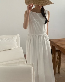 Summer sleeveless round neck Korean style dress