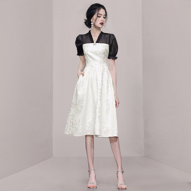 Temperament long dress mixed colors dress for women