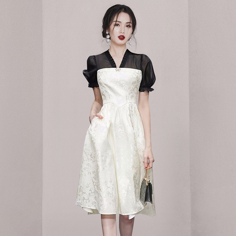 Temperament long dress mixed colors dress for women