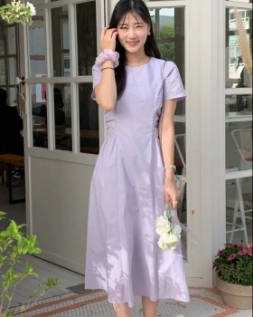 Puff sleeve pinched waist slim sweet Korean style dress