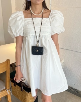 Korean style summer dress square collar clavicle