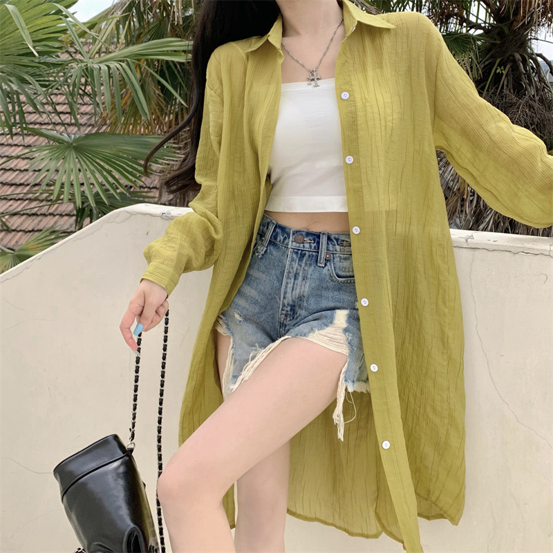 Square collar temperament cardigan vacation seaside shirt