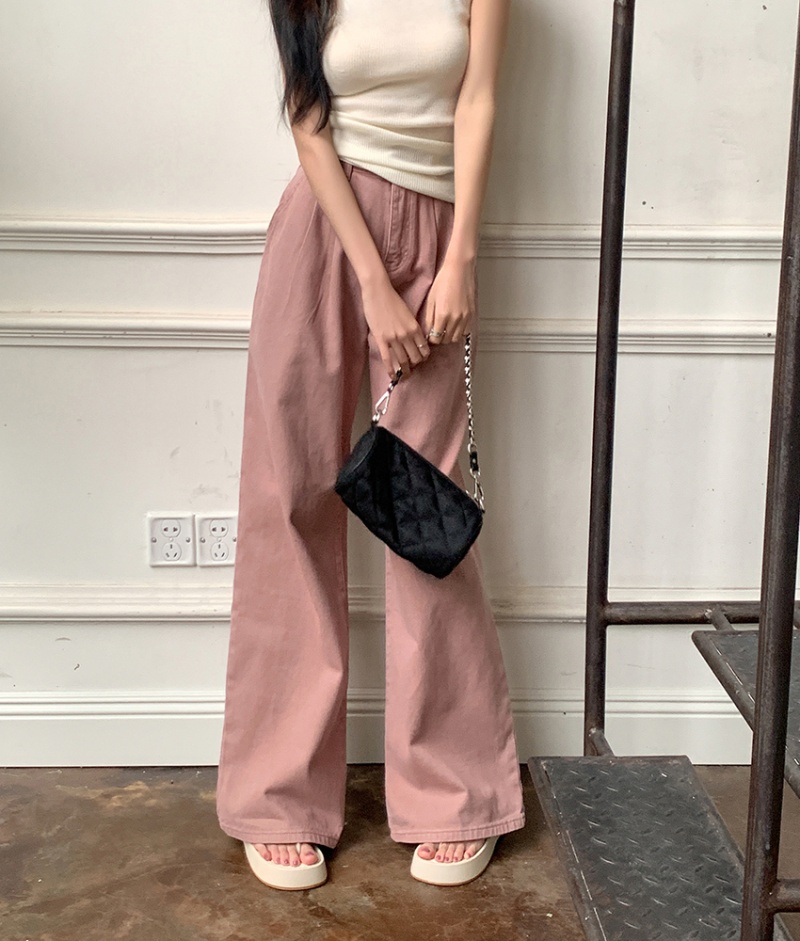 Loose high waist wide leg pants straight jeans for women
