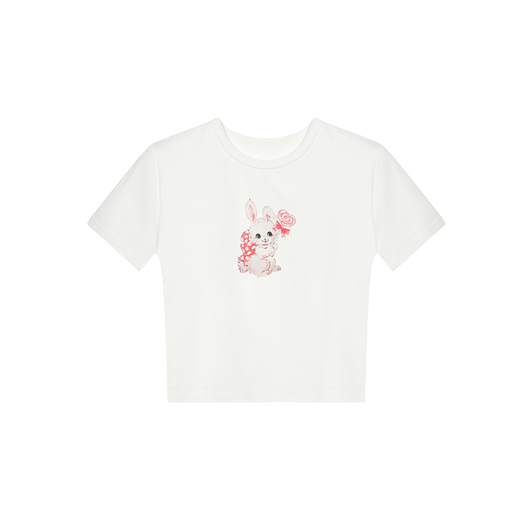 Western style rabbit tops printing T-shirt for women
