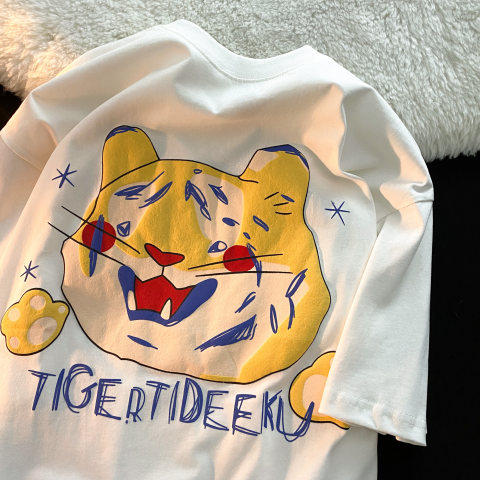 Printing tiger T-shirt loose tops for women