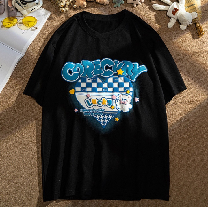 Summer chessboard tops short sleeve T-shirt for women