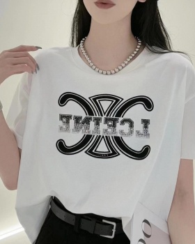 Loose short sleeve T-shirt letters all-match tops