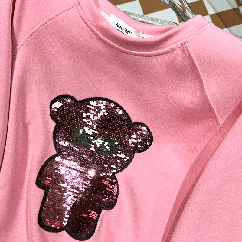 European style spring hoodie sequins cubs tops for women