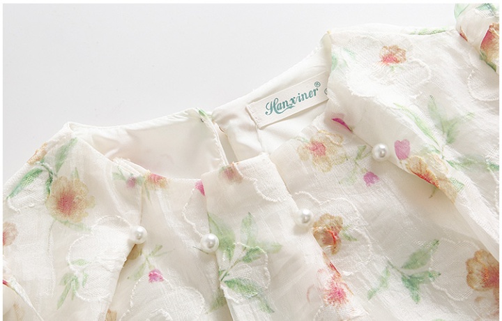 France style colors tops floral chiffon shirt for women