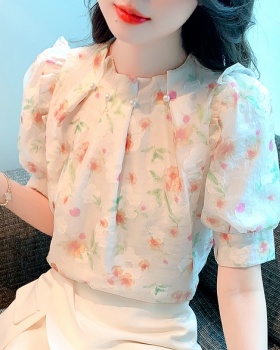 France style colors tops floral chiffon shirt for women