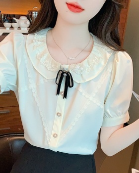 Summer lace small shirt pinched waist tops for women
