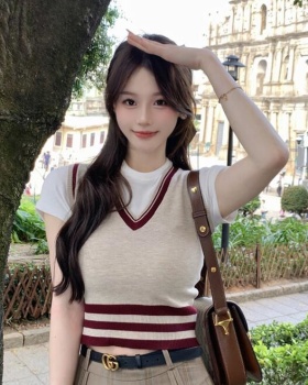 Summer college style vest knitted Korean style waistcoat