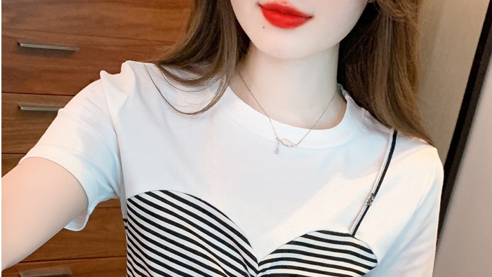 Korean style all-match T-shirt splice summer tops for women
