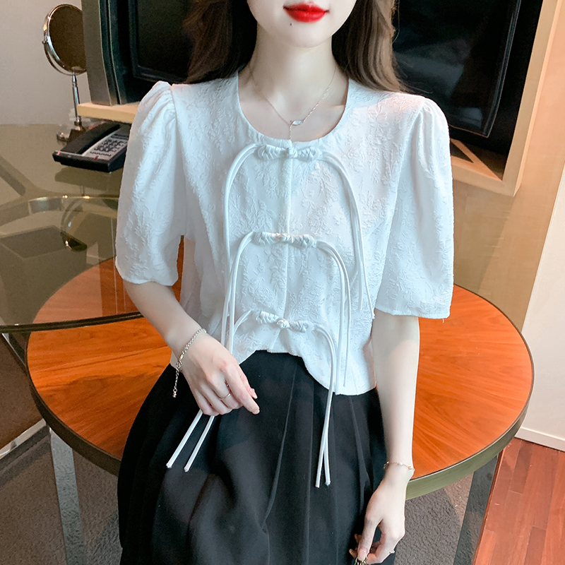 Round neck summer shirt Korean style tops for women