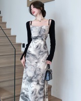 Sling Chinese style dress retro bandage shawl 2pcs set