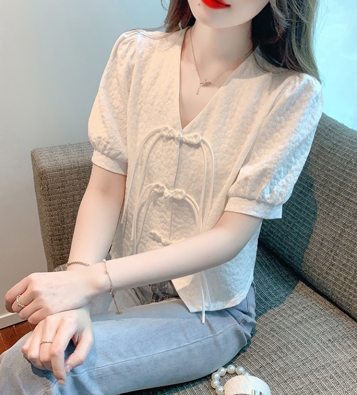 Short sleeve summer tops Chinese style shirt for women