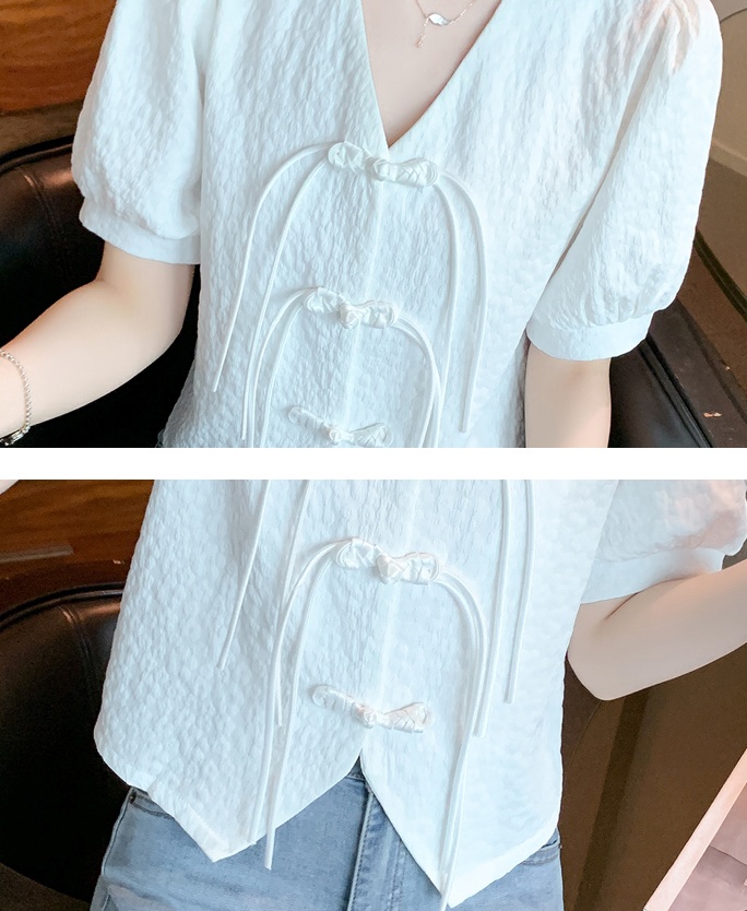 Short sleeve summer tops Chinese style shirt for women