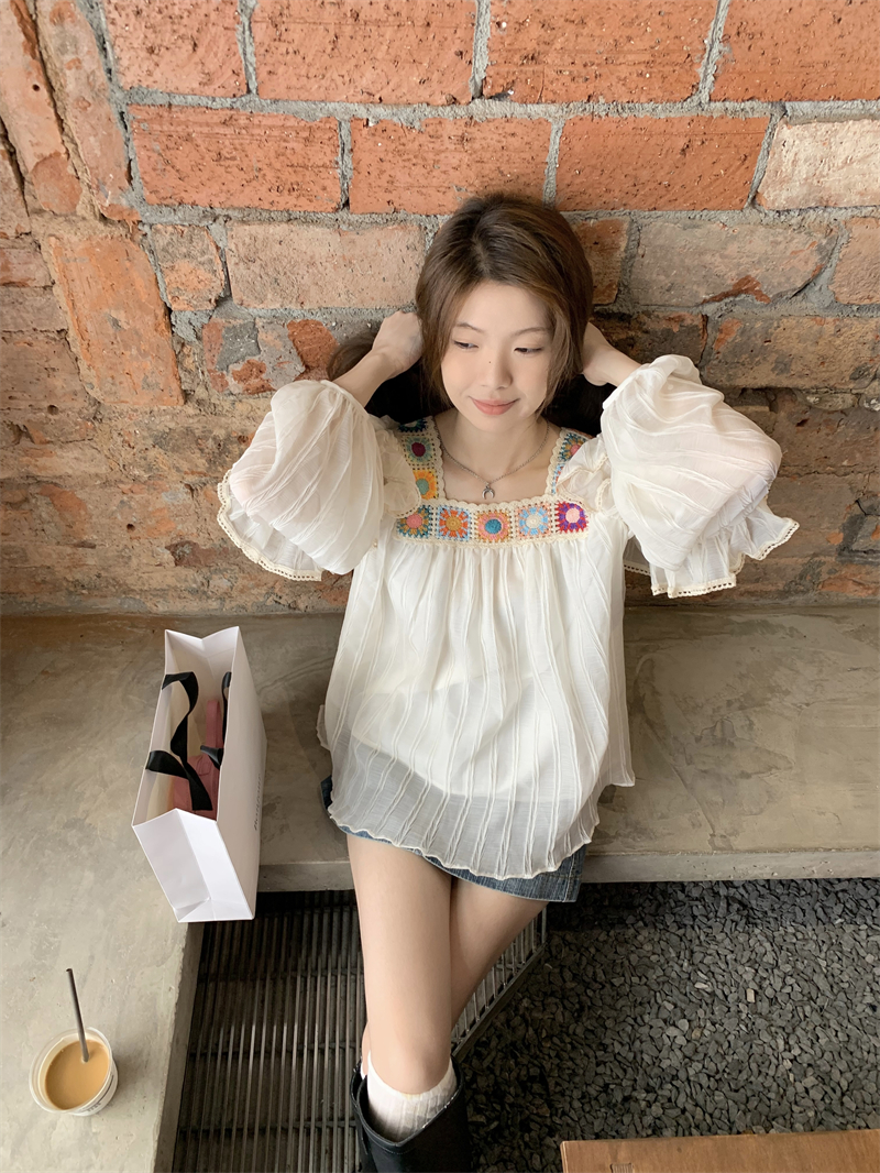 Temperament all-match Korean style sweet slim sun shirt