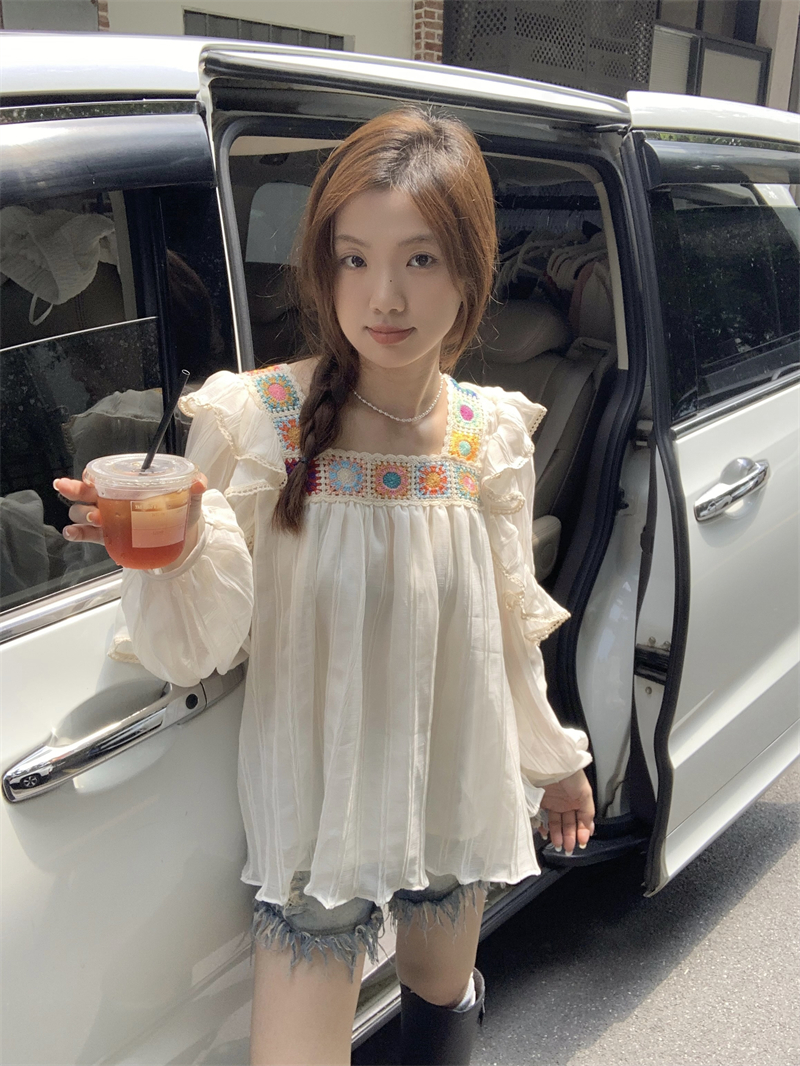Temperament all-match Korean style sweet slim sun shirt