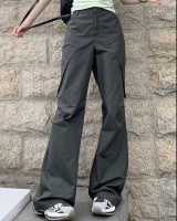 Straight Casual dark-gray high waist work pants