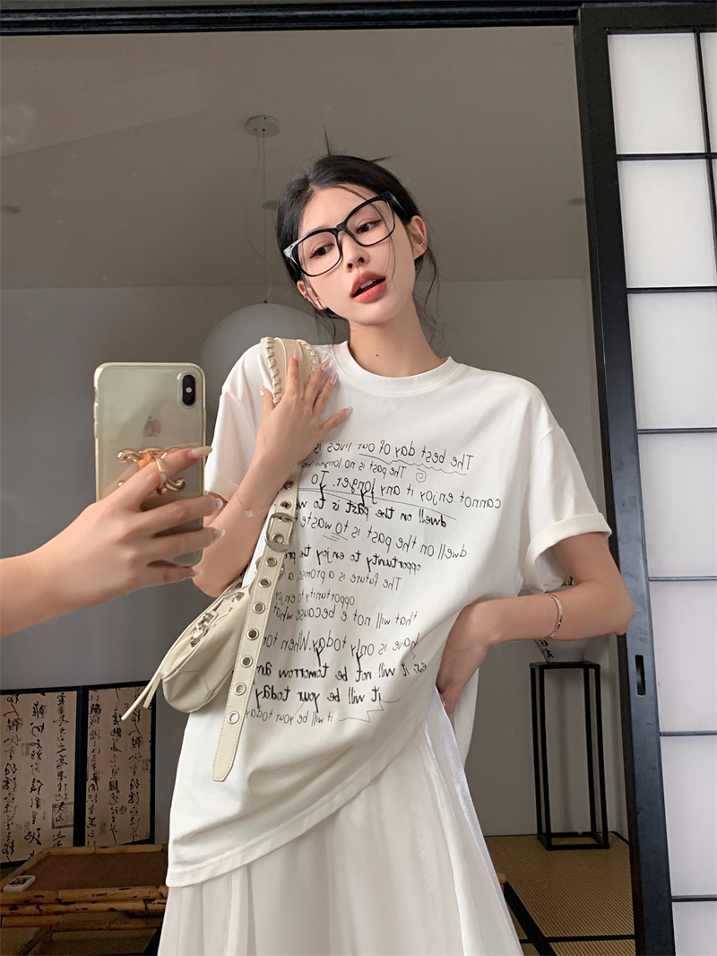 Summer loose T-shirt letters short sleeve tops
