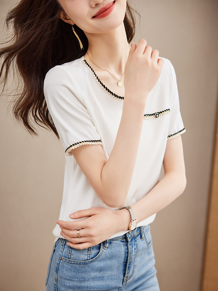 Mixed colors slim T-shirt loose tops for women