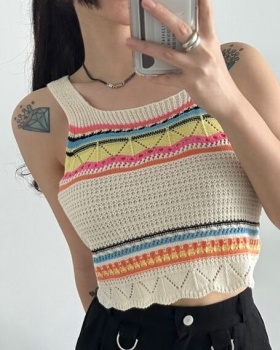 Vacation sling sweet tops knitted Korean style vest