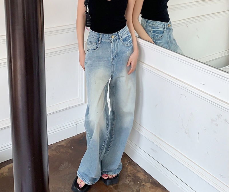 Retro wide leg wide leg pants spring and summer pants for women