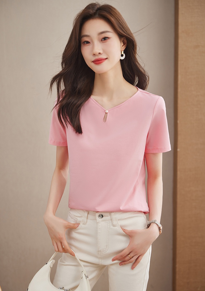 Pink summer tops pullover T-shirt for women