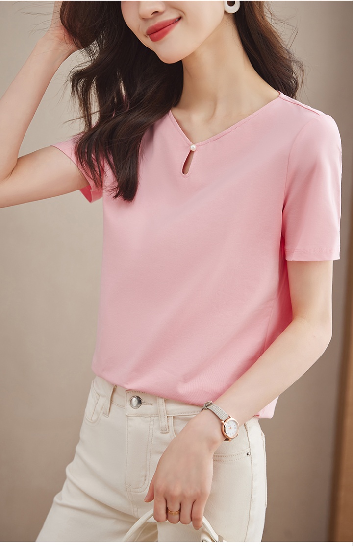 Pink summer tops pullover T-shirt for women