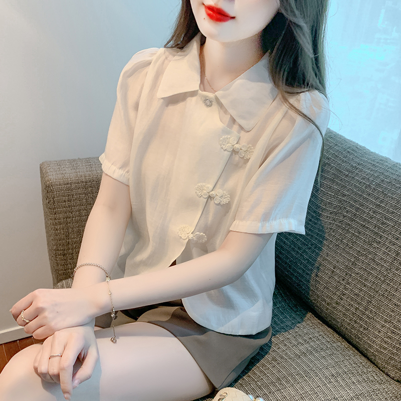 Chinese style summer shirt Korean style tops for women