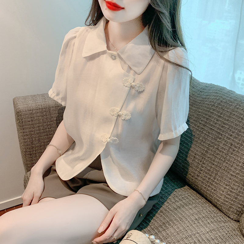 Chinese style summer shirt Korean style tops for women
