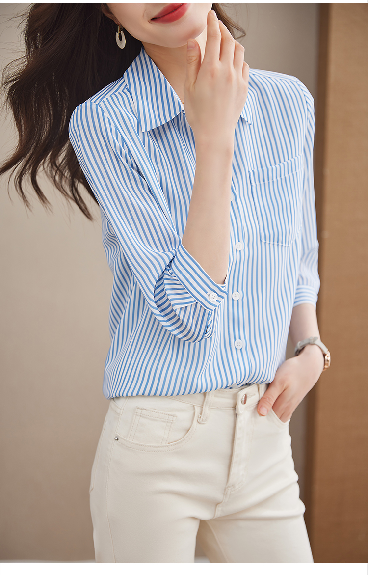 Slim summer small shirt stripe tops for women