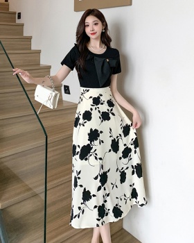 Western style floral long dress temperament dress for women
