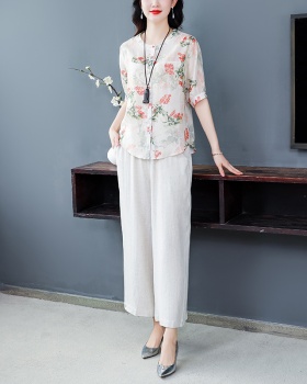 Summer Casual Cover belly retro shirt a set for women