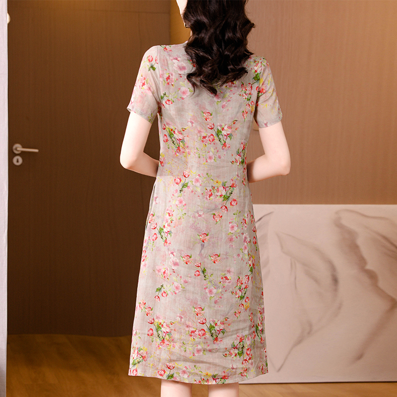 Floral Chinese style cheongsam temperament dress for women