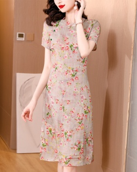 Floral Chinese style cheongsam temperament dress for women