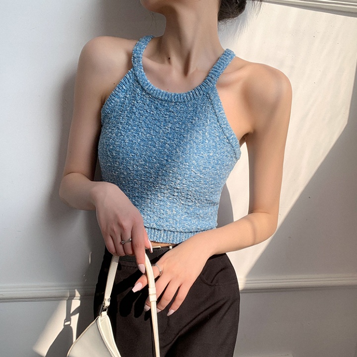 Summer short slim vest sling khaki halter tops for women