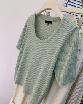 Retro short sleeve tops slim summer sweater for women