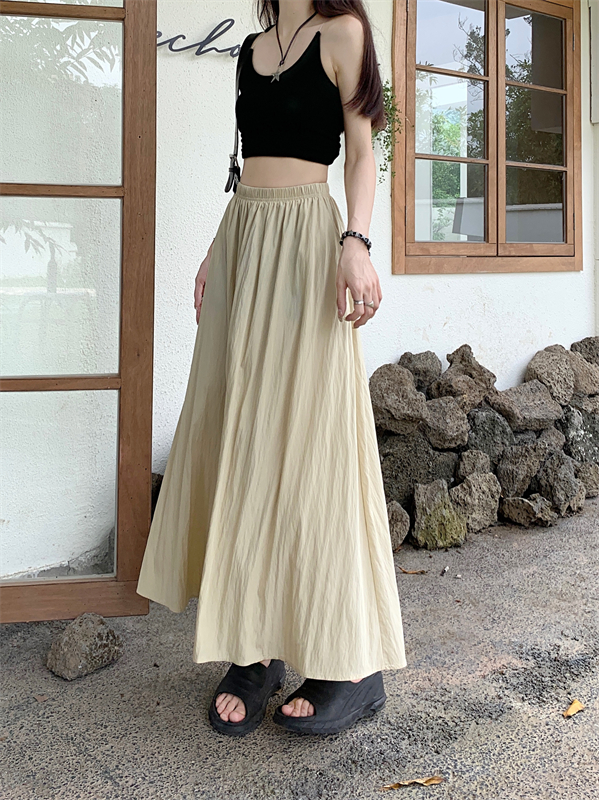 Summer elastic waist skirt retro long long skirt