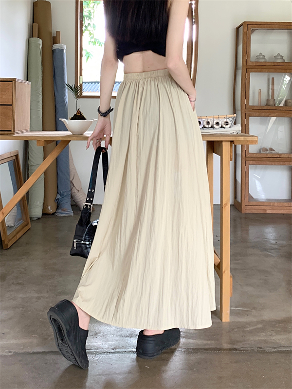 Summer elastic waist skirt retro long long skirt