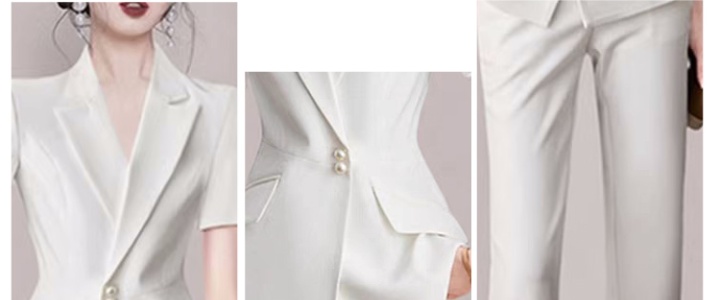 White business suit pants 2pcs set for women