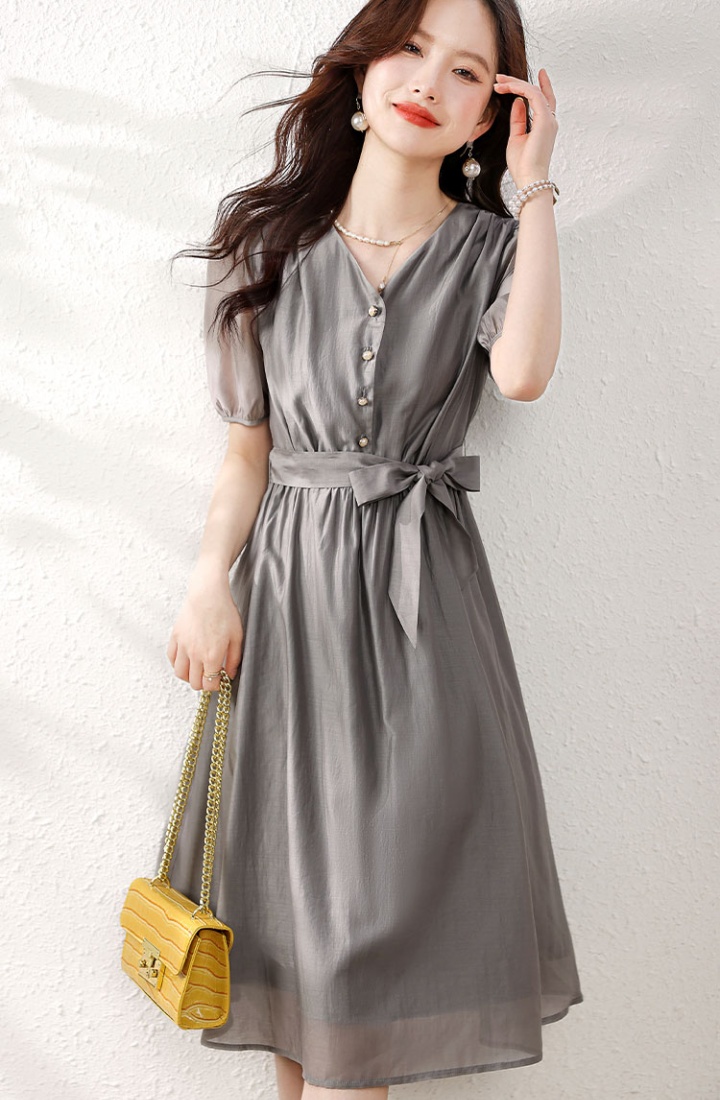 Slim drape minimalist pinched waist dress
