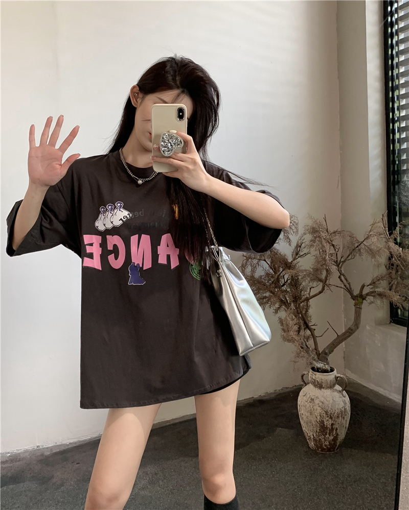 Short sleeve lazy tops loose colors T-shirt