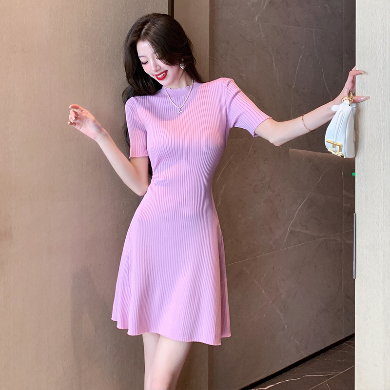 Fashion and elegant knitted slim hollow summer dress for women