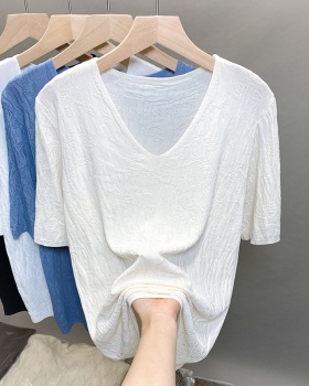 Ice silk knitted T-shirt short sleeve thin tops