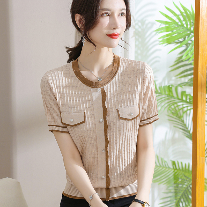 Fashion round neck small shirt light T-shirt for women