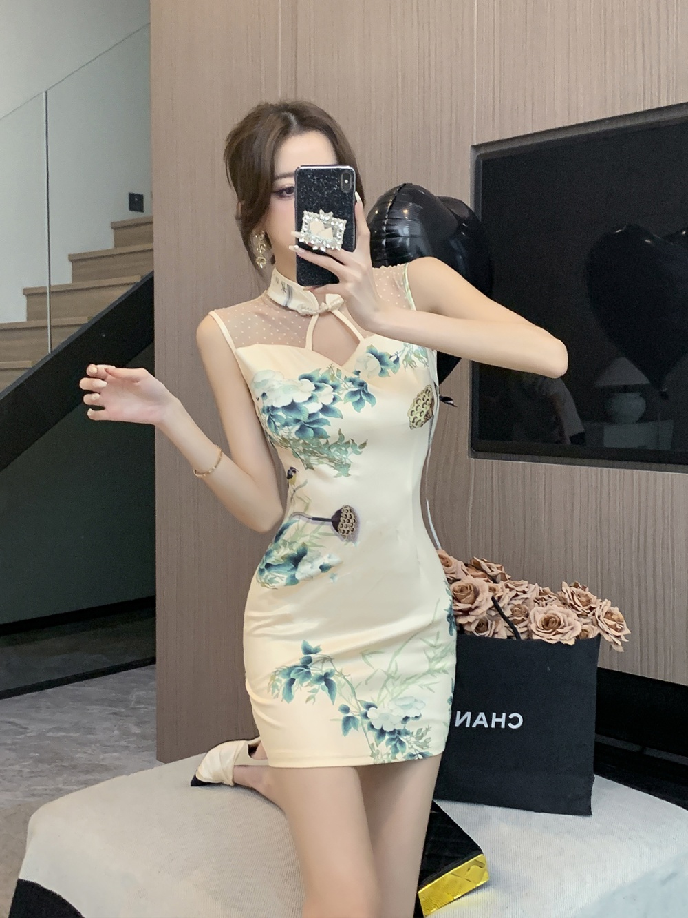 Hollow perspective T-back sexy summer dress