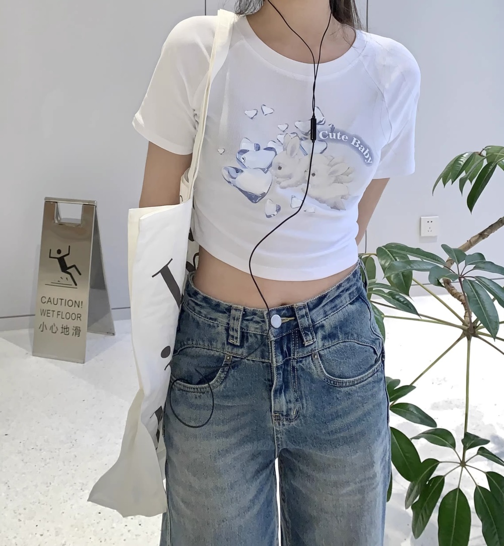 Cotton navel unique T-shirt summer spicegirl short tops